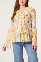 Floral Ruffle Design Blouse