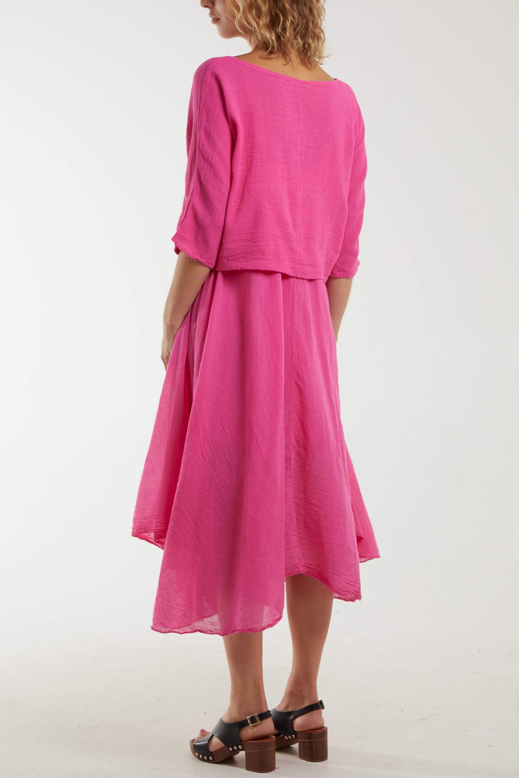 2 In 1 Crop Top & Cami Linen Dress