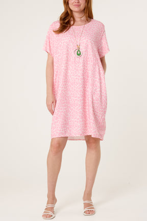 Leopard Print Necklace Jersey Fabric Dress
