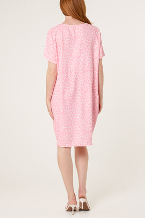 Leopard Print Necklace Jersey Fabric Dress