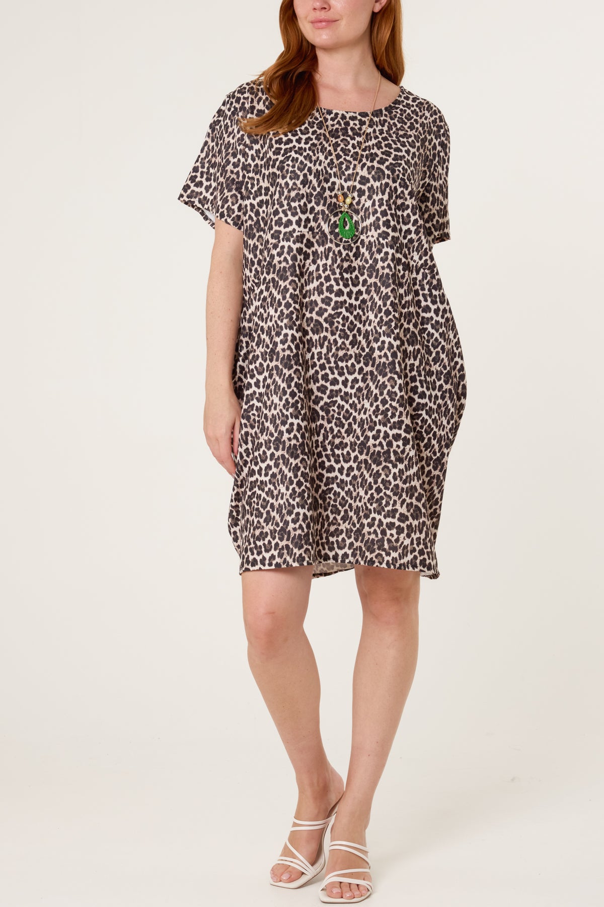 Leopard Print Necklace Jersey Fabric Dress