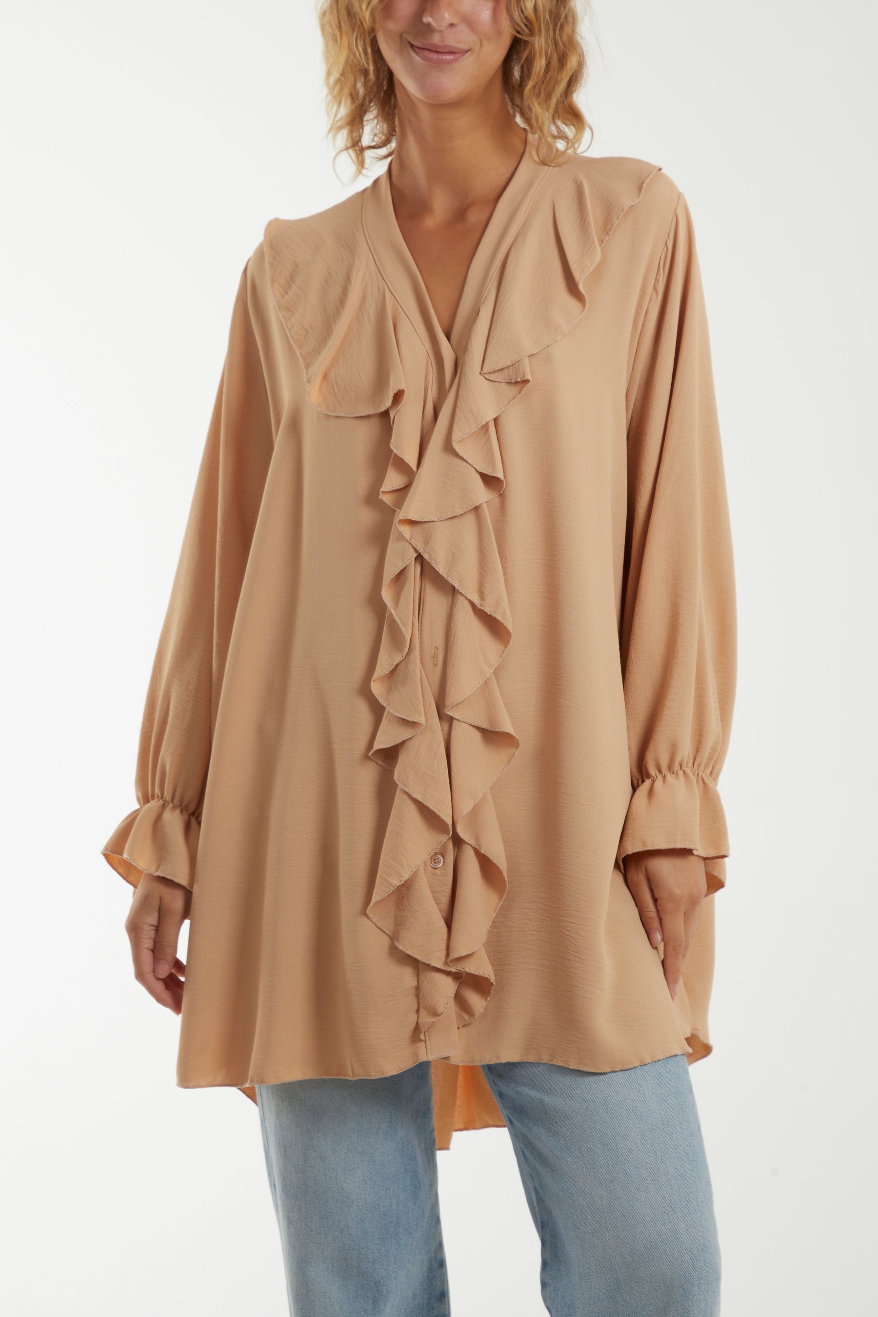 Flounce Poly Crepe Oversized Shirt