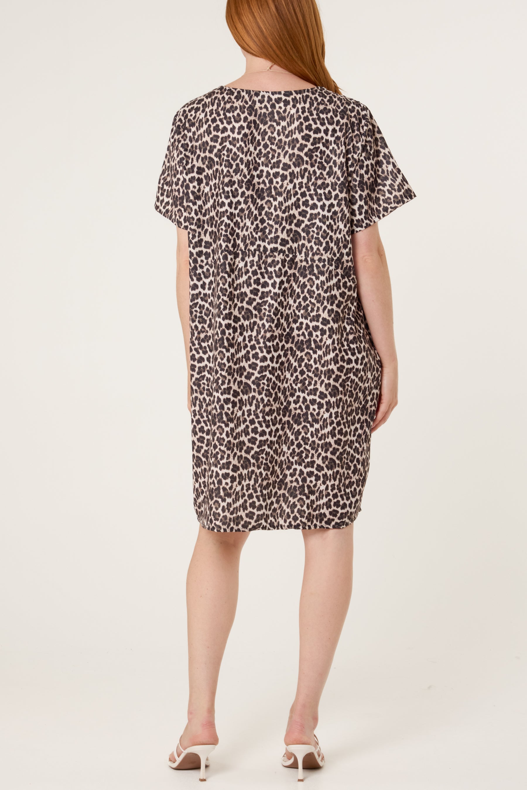 Leopard Print Necklace Jersey Fabric Dress