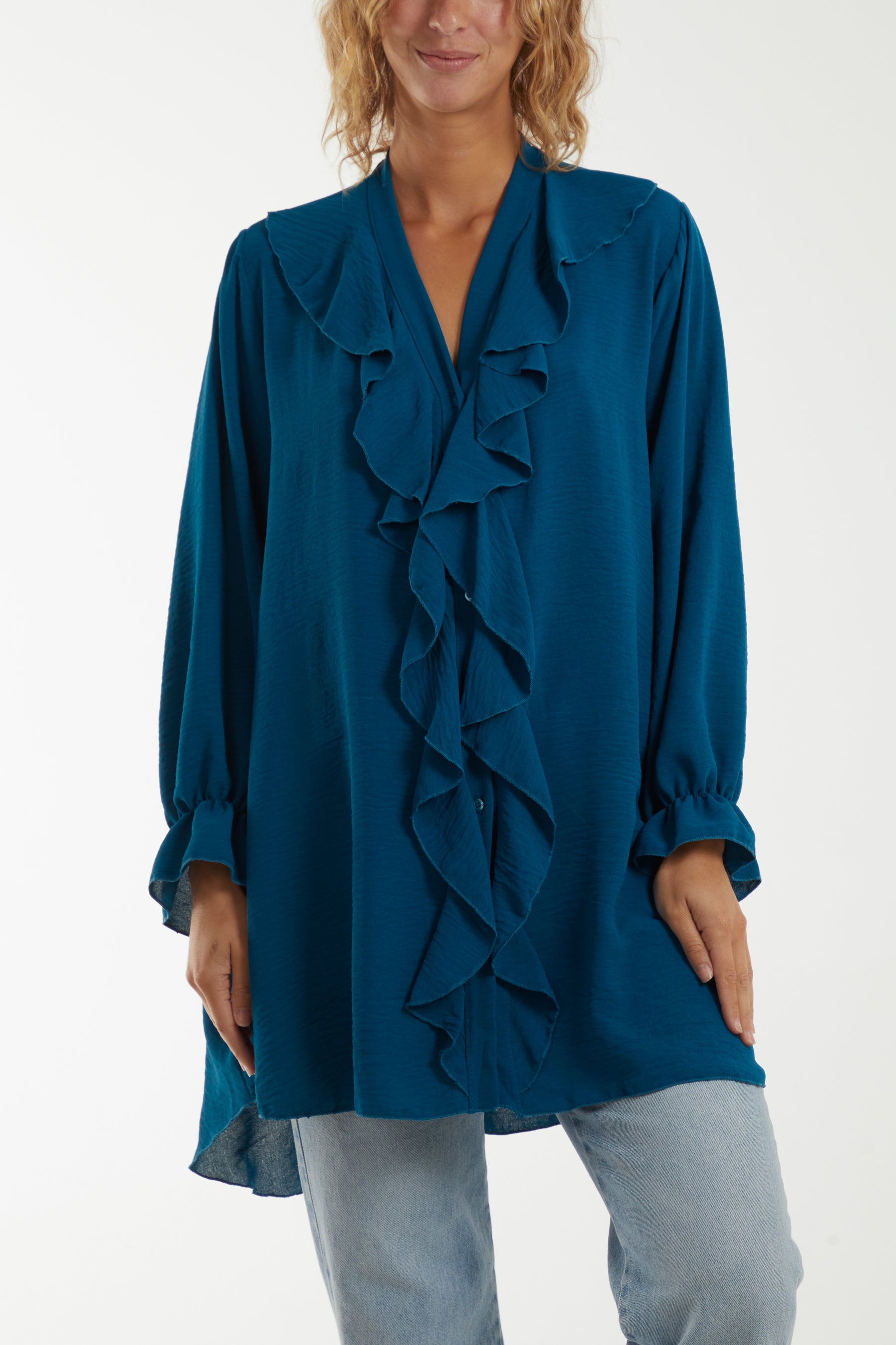 Flounce Poly Crepe Oversized Shirt