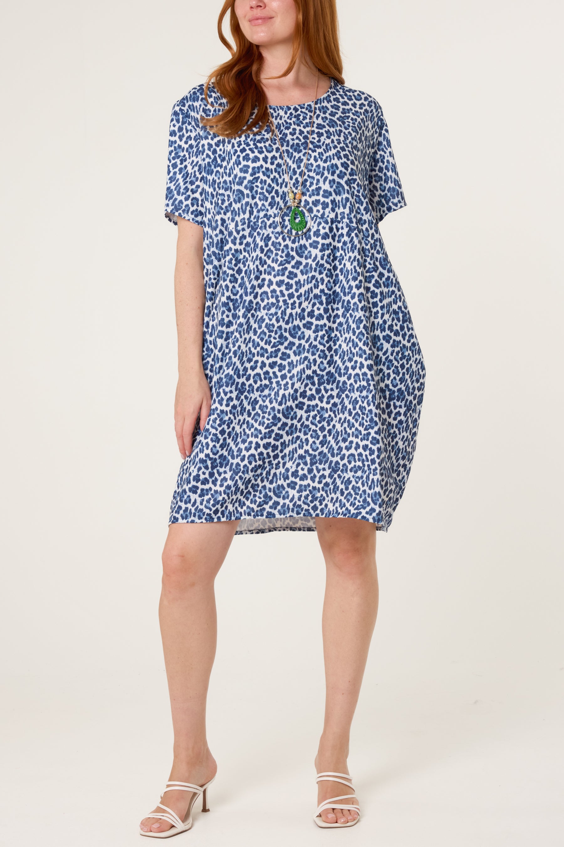 Leopard Print Necklace Jersey Fabric Dress