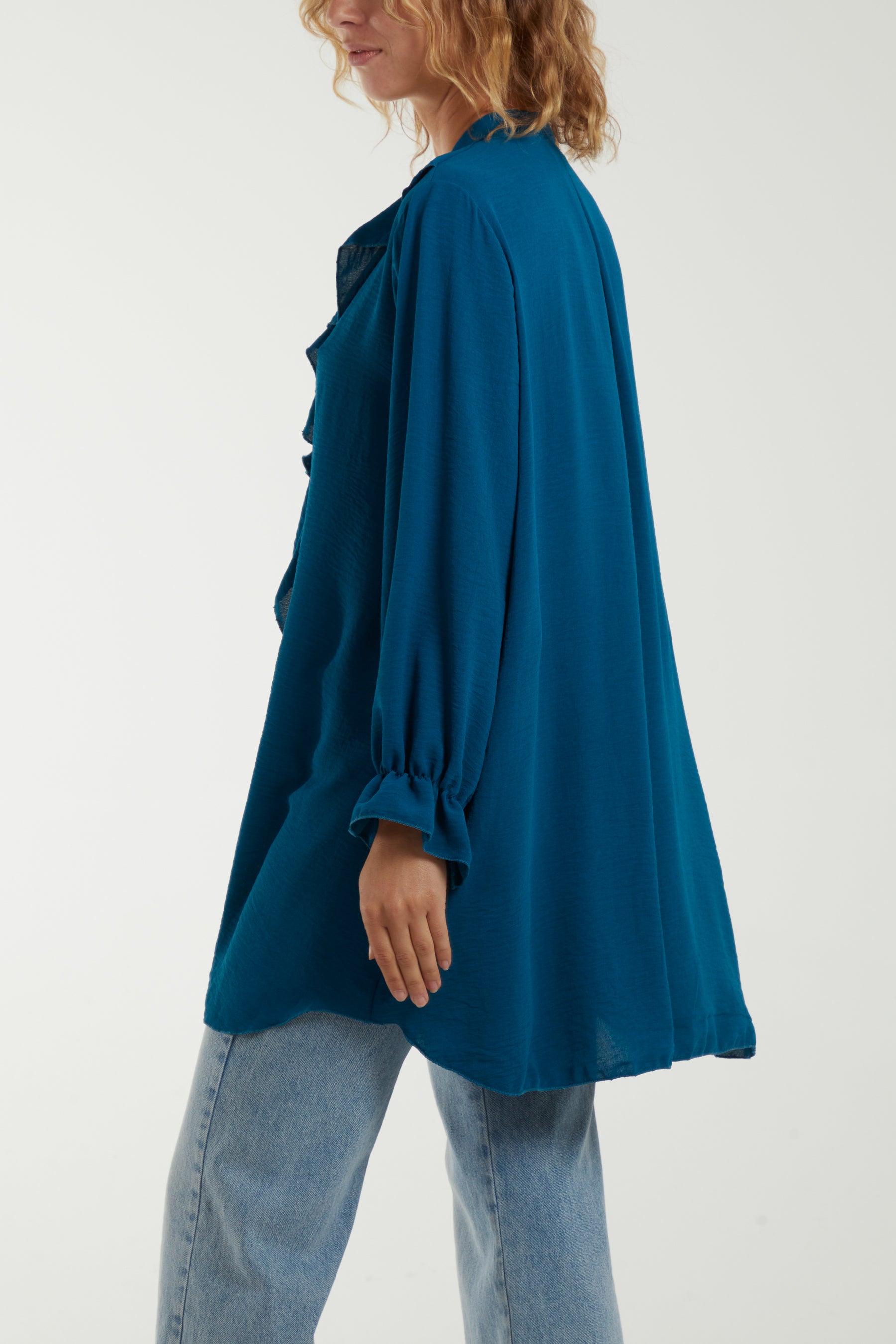 Flounce Poly Crepe Oversized Shirt