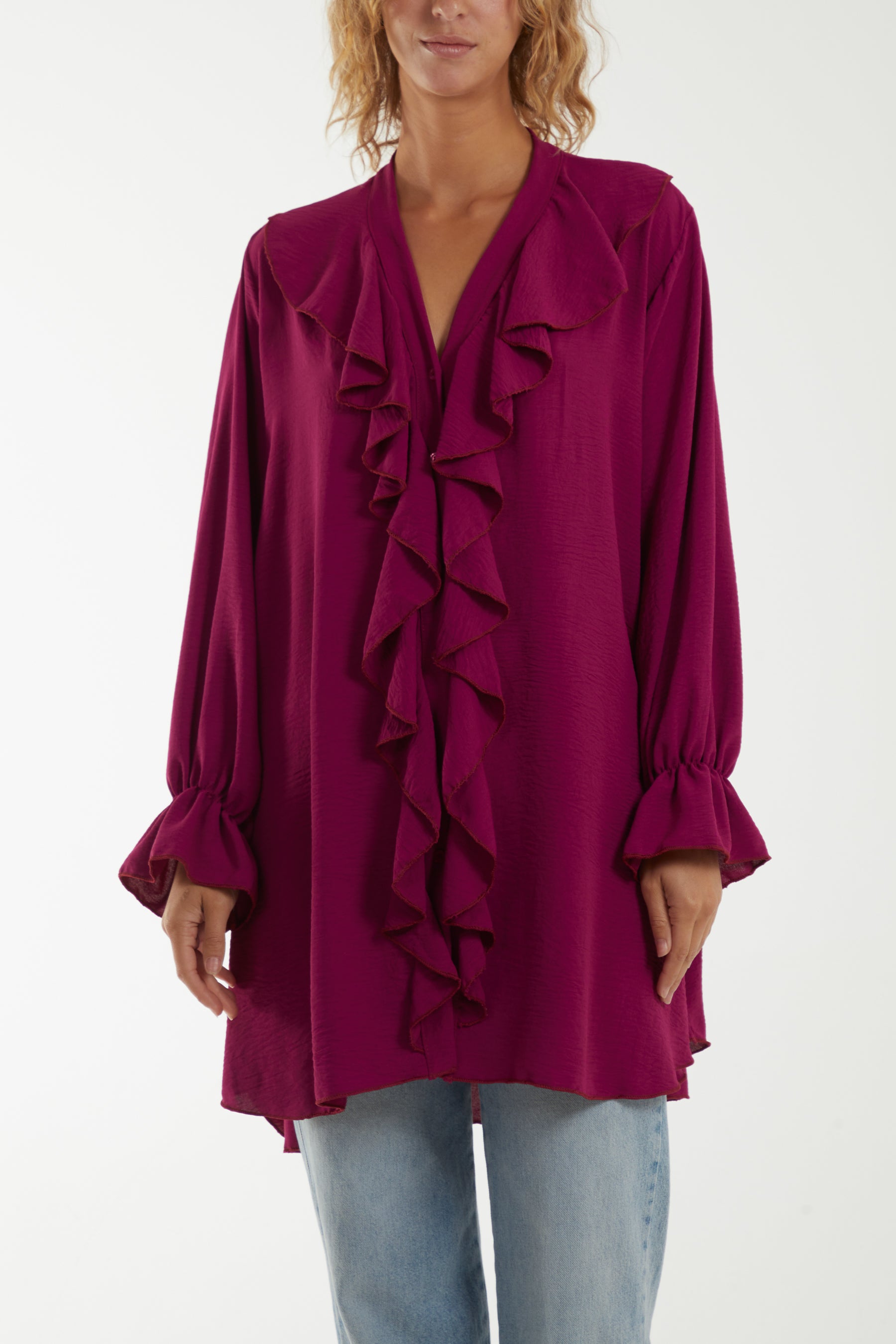 Flounce Poly Crepe Oversized Shirt