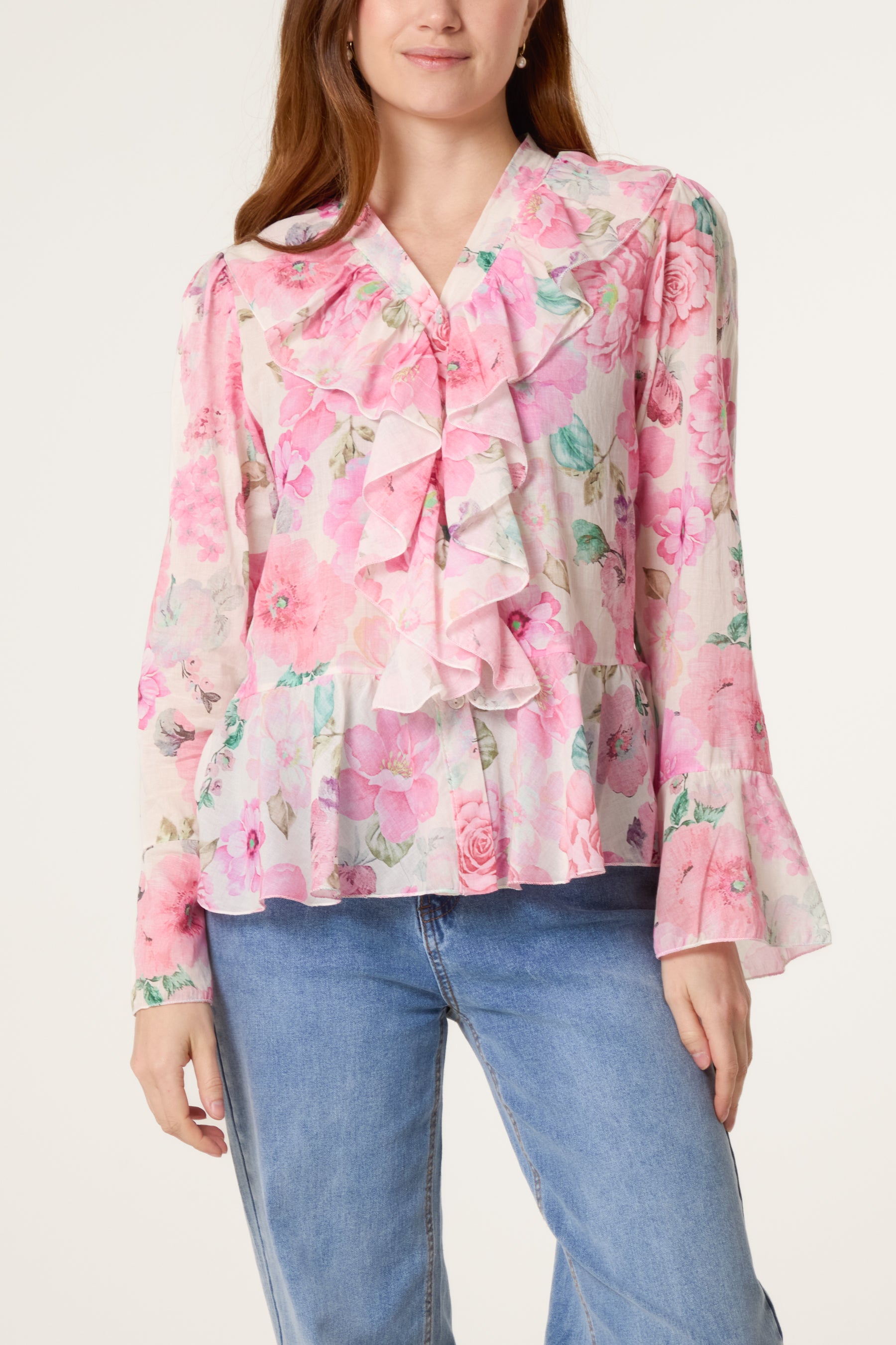 Floral Ruffle Design Blouse