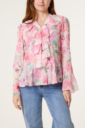 Floral Ruffle Design Blouse