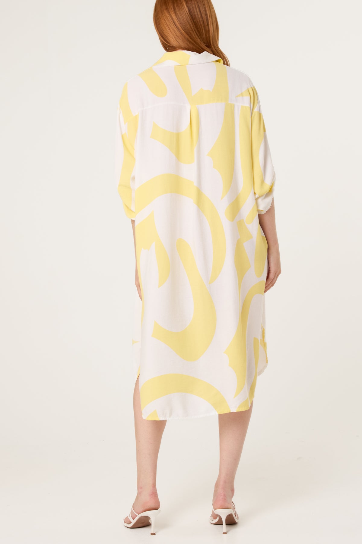 Abstract Print Button Up Shirt Dress