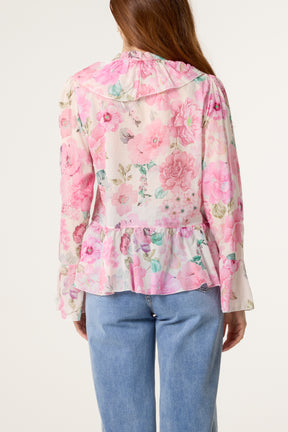 Floral Ruffle Design Blouse