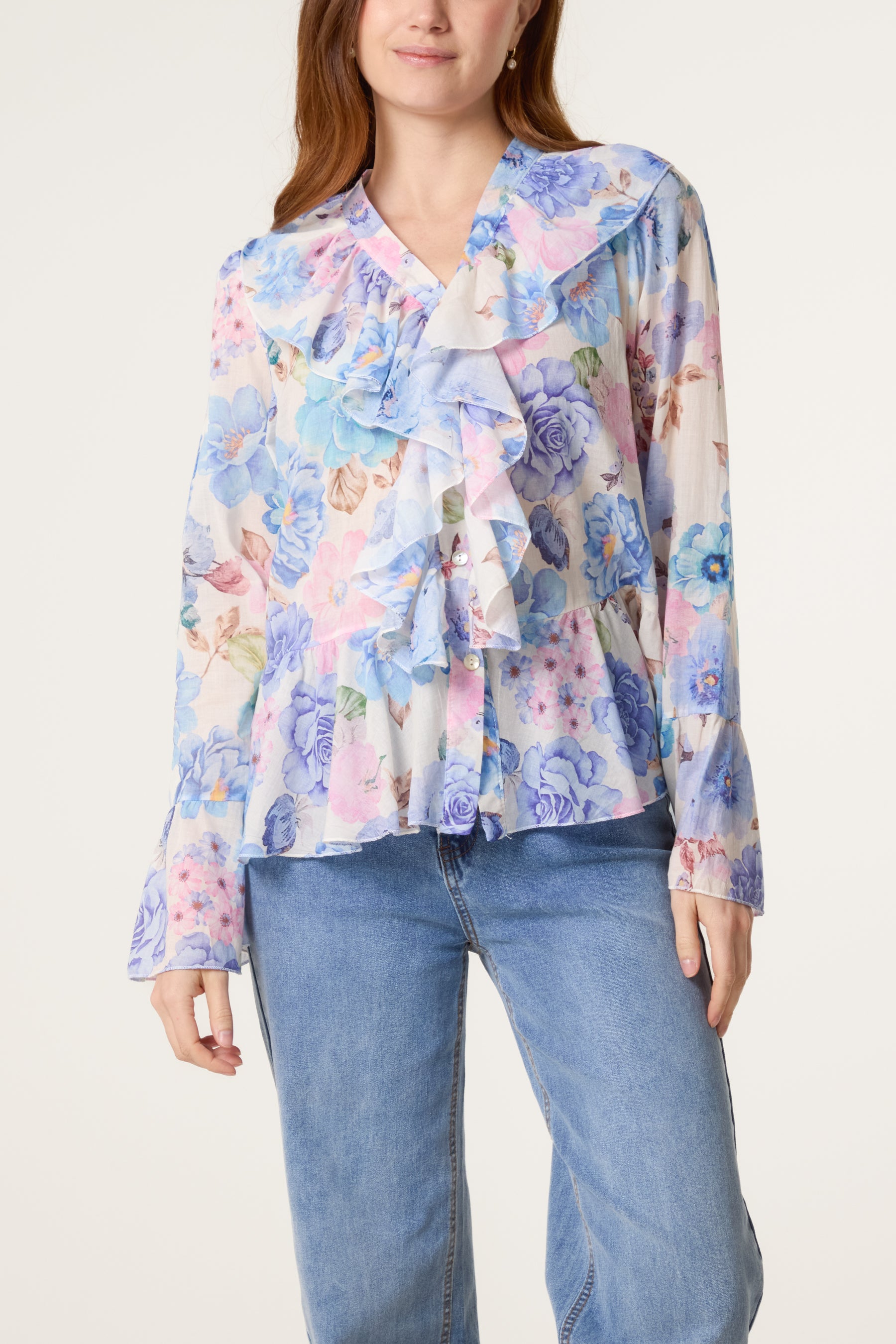 Floral Ruffle Design Blouse