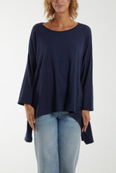 Loose Fit Asymmetric Hem Long Top
