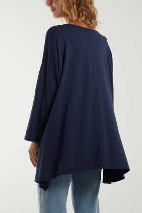 Loose Fit Asymmetric Hem Long Top