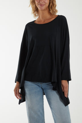 Loose Fit Asymmetric Hem Long Top