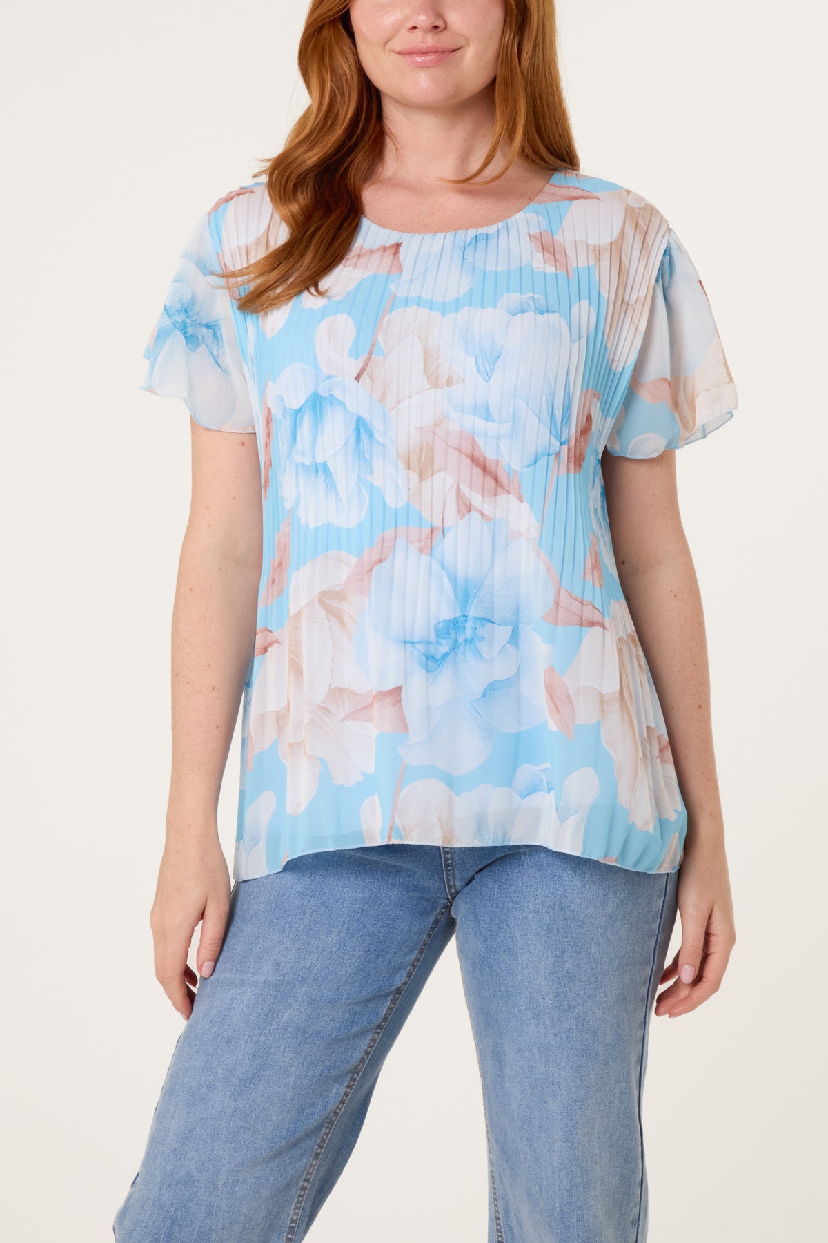 Double Layer Pleated Floral Top