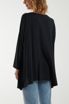 Loose Fit Asymmetric Hem Long Top