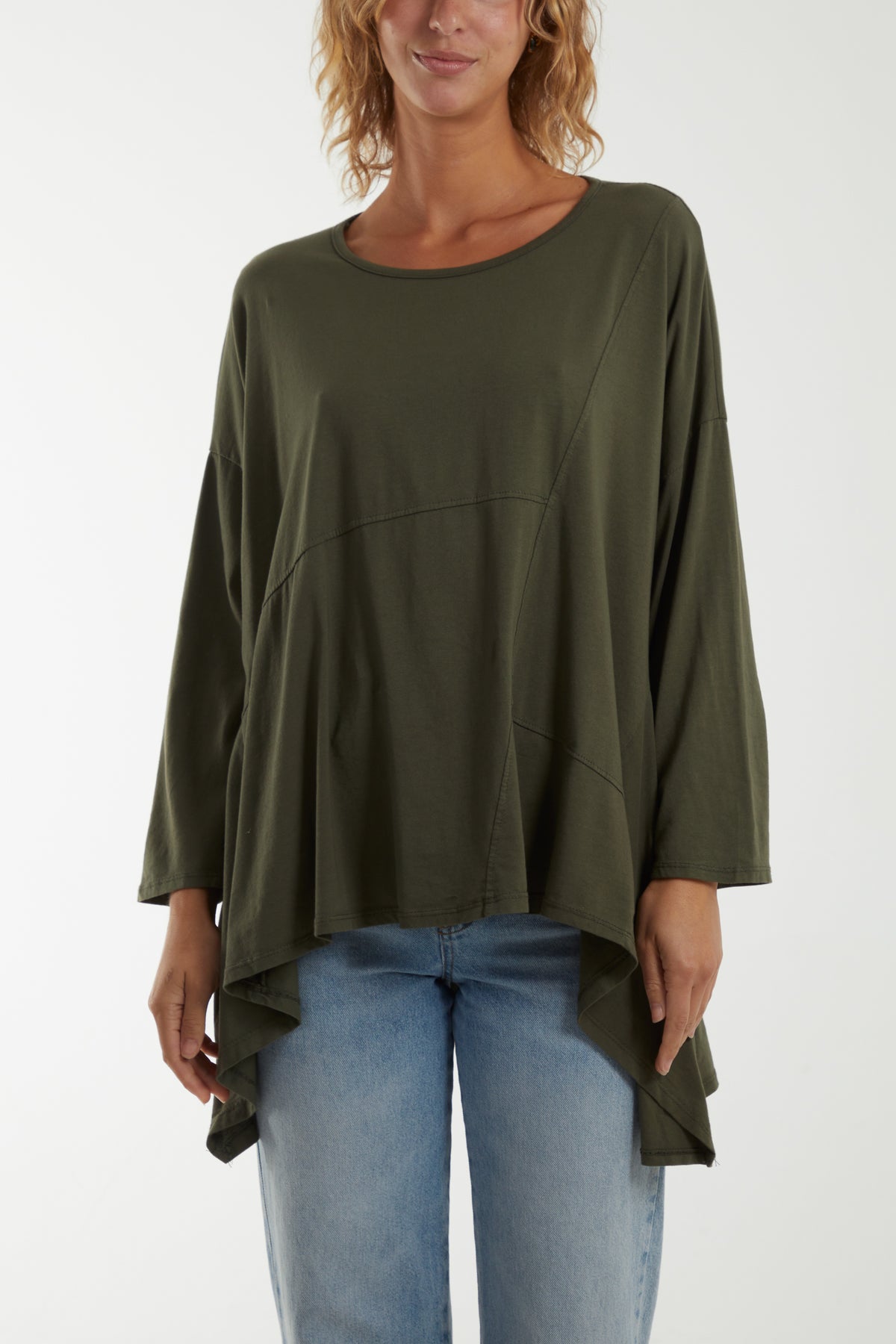 Loose Fit Asymmetric Hem Long Top