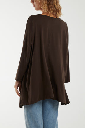 Loose Fit Asymmetric Hem Long Top