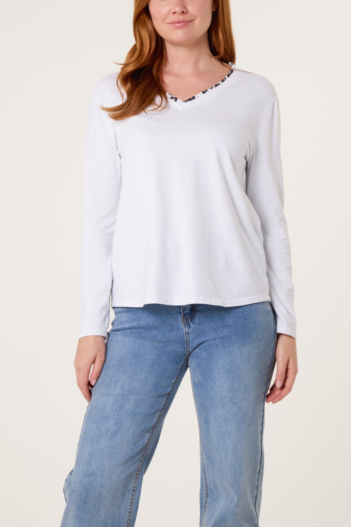 Leopard Insert V-Neck Top