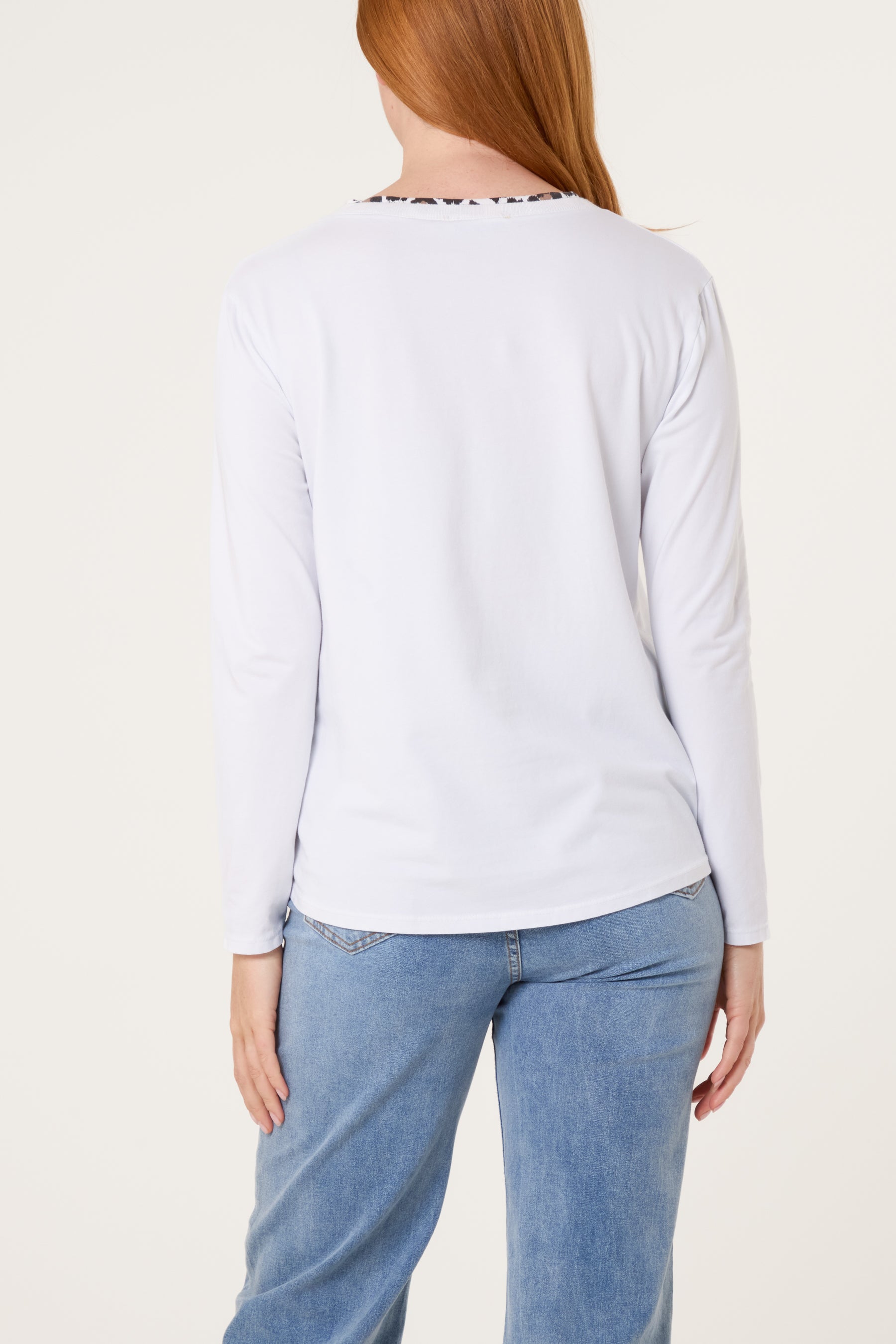 Leopard Insert V-Neck Top