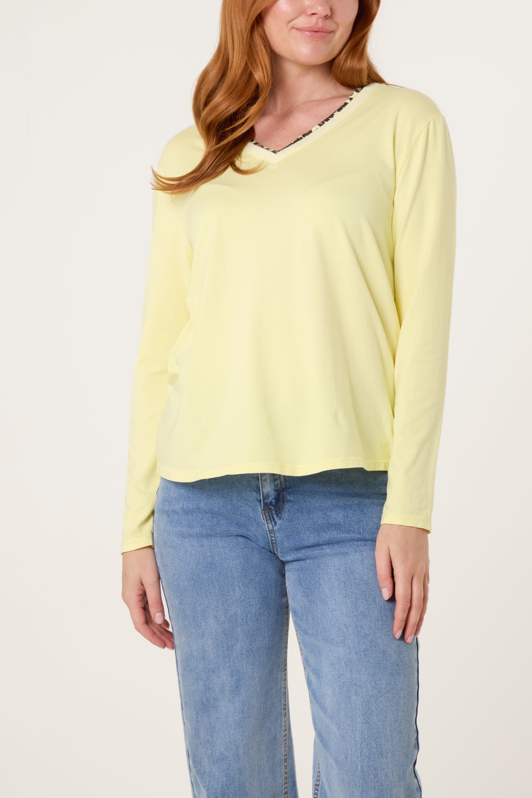 Leopard Insert V-Neck Top