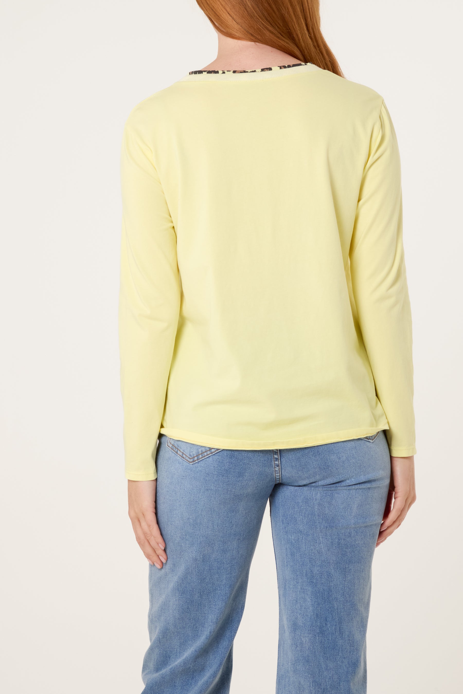 Leopard Insert V-Neck Top