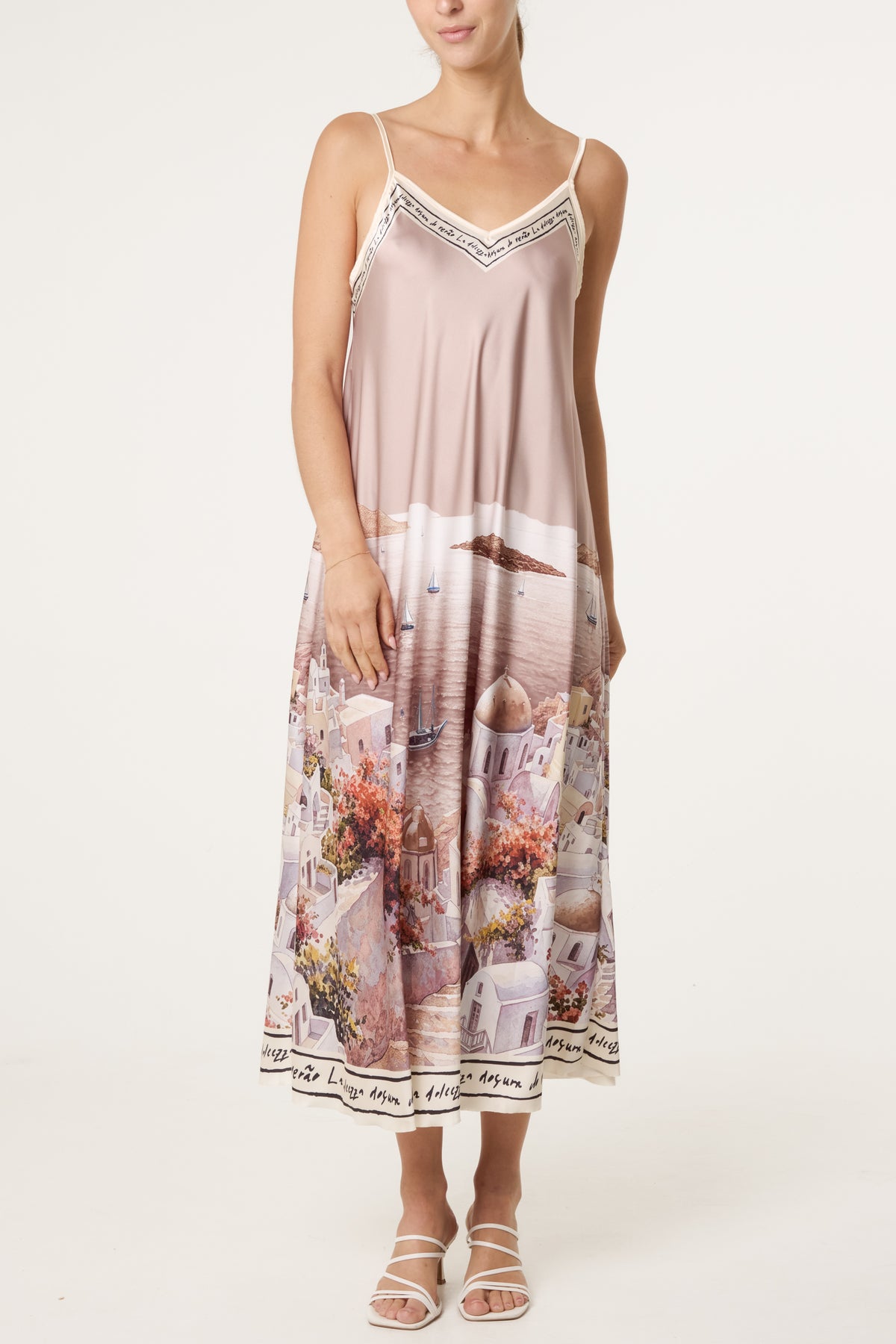 Santorini Satin Cami Midi Dress