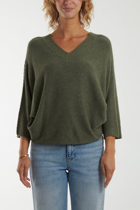 Cropped Soft Touch 3/4 Sleeve Jumper