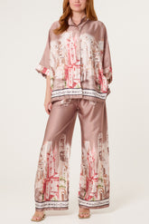 Satin-Like Landscape Print Co-Ord Set