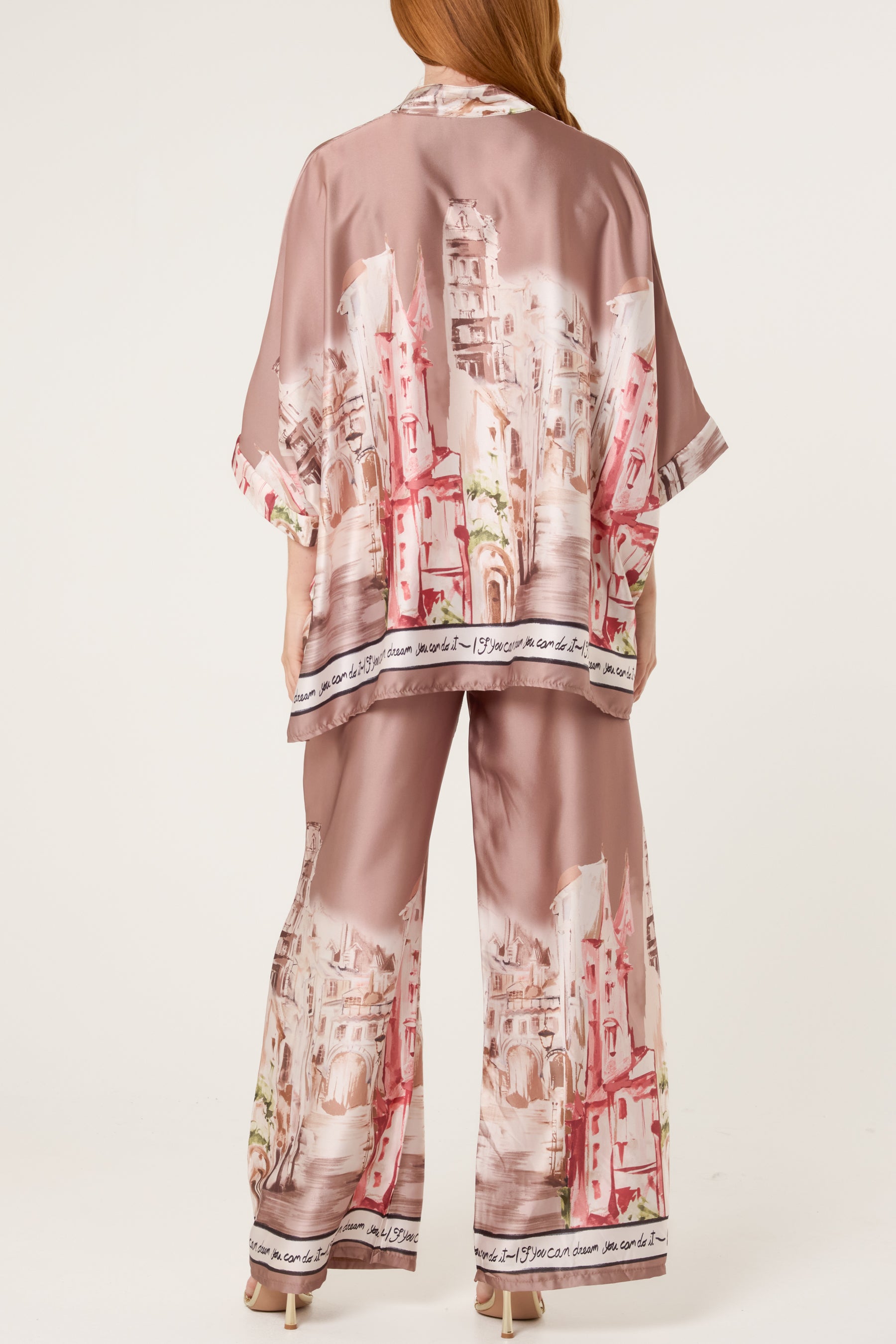 Satin-Like Landscape Print Co-Ord Set