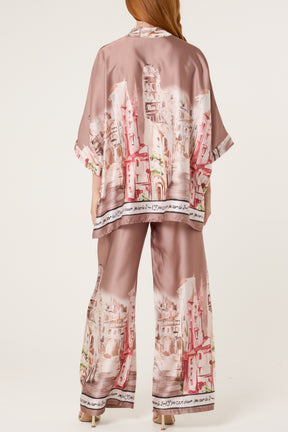 Satin-Like Landscape Print Co-Ord Set