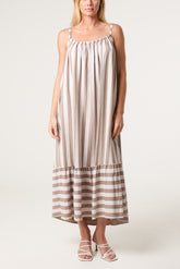 Striped Down Sleeveless Cami Dress