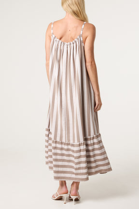 Striped Down Sleeveless Cami Dress