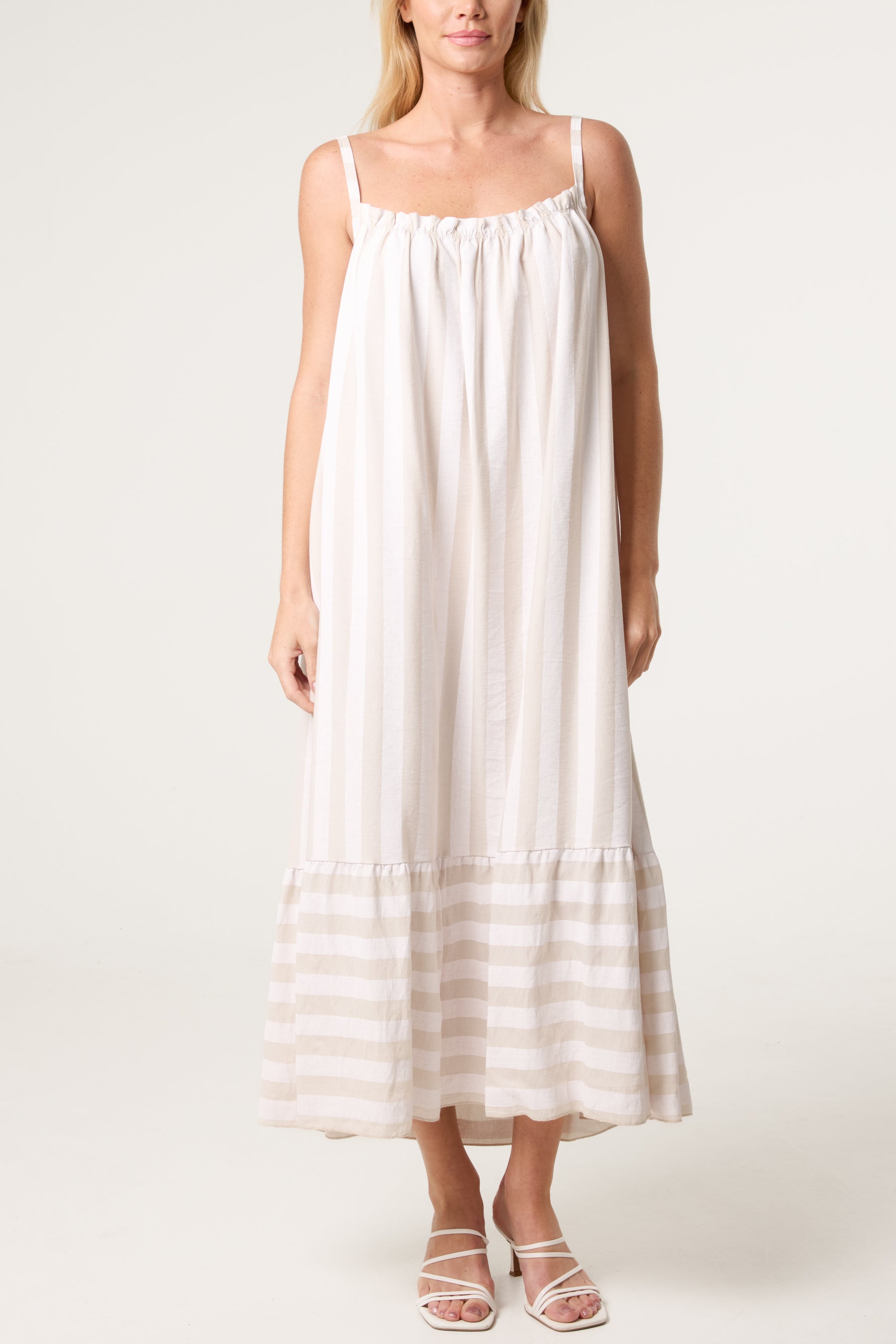 Striped Down Sleeveless Cami Dress