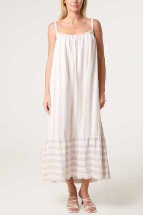Striped Down Sleeveless Cami Dress