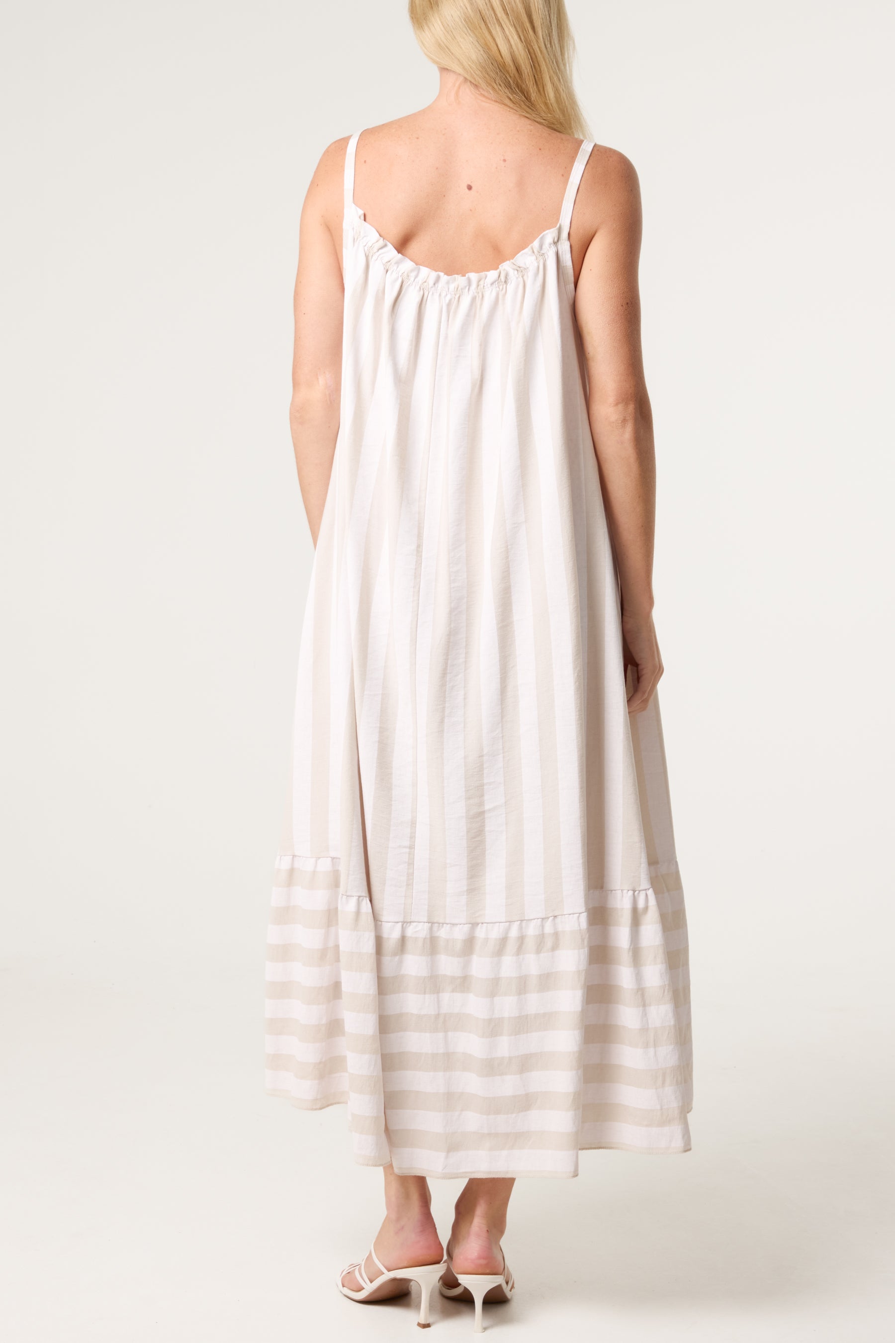 Striped Down Sleeveless Cami Dress