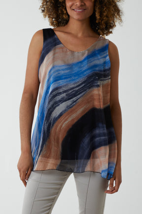 Sleeveless Marble Tied Back Top