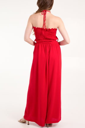 Bandeau Halterneck Shirred Bodice Jumpsuit