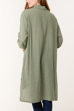 Button Details Longline Cotton Top