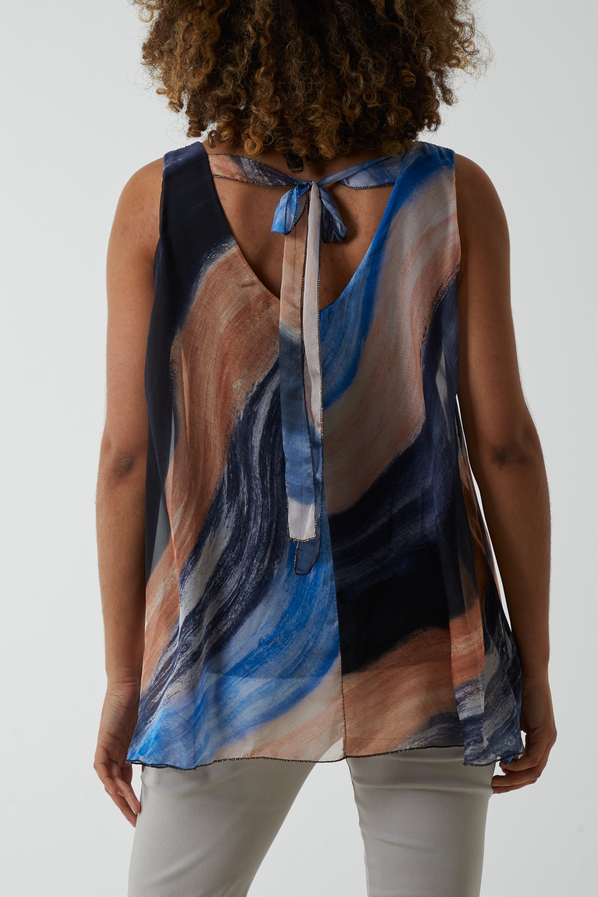 Sleeveless Marble Tied Back Top