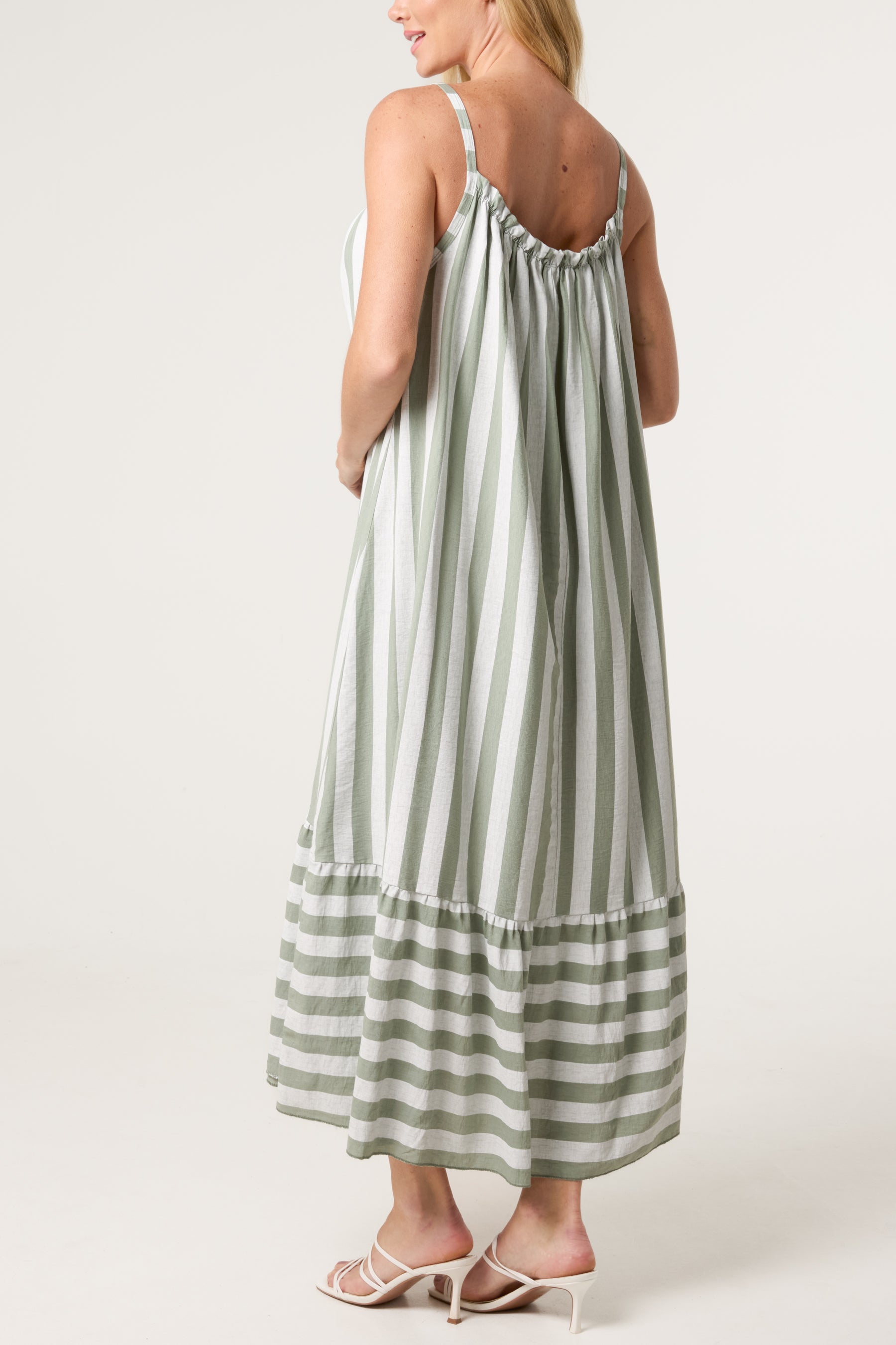 Striped Down Sleeveless Cami Dress