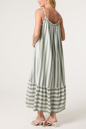 Striped Down Sleeveless Cami Dress