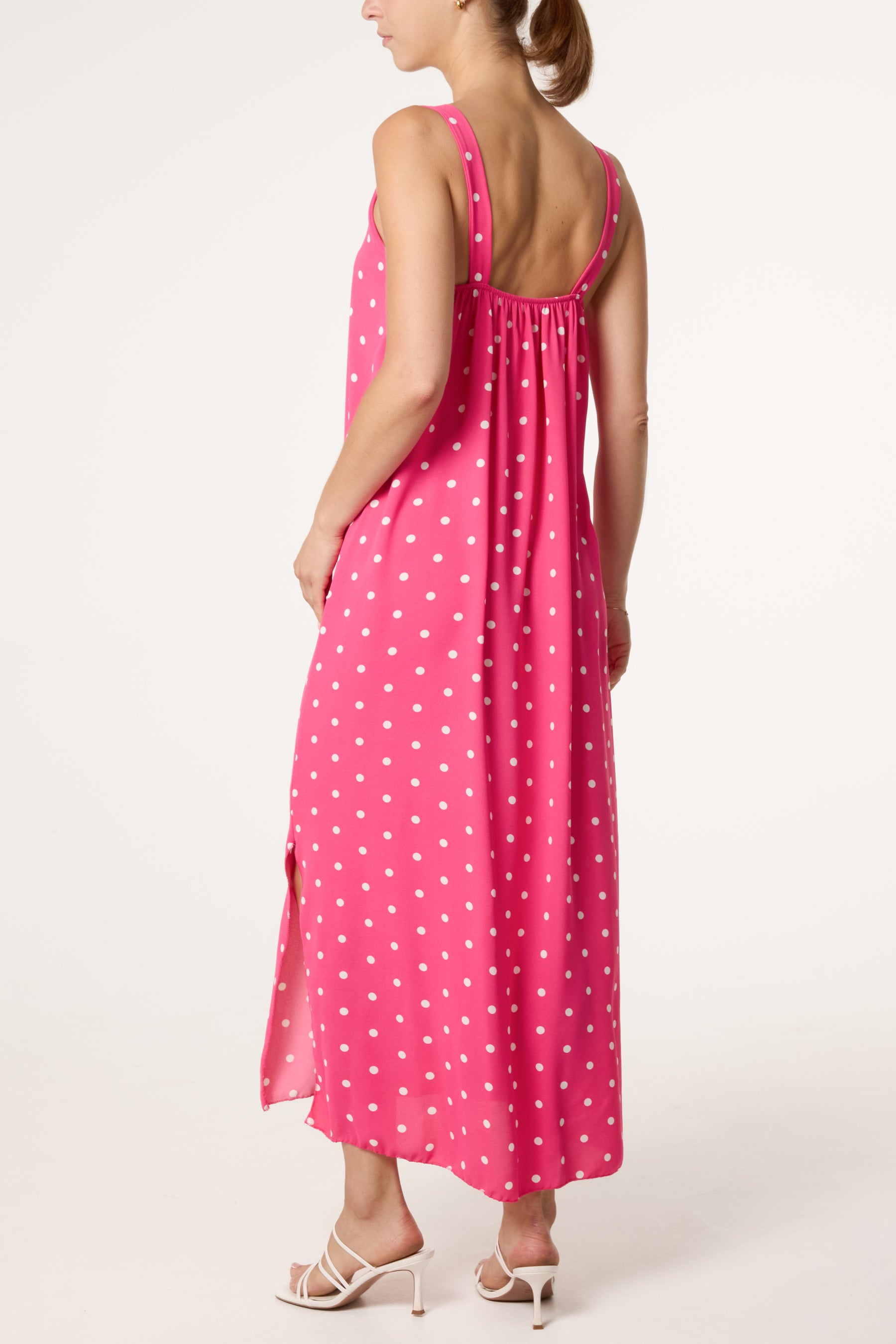 Side Split Gold Chain Strap Polka Dot Dress