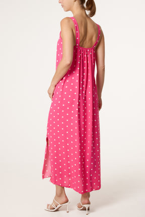 Side Split Gold Chain Strap Polka Dot Dress
