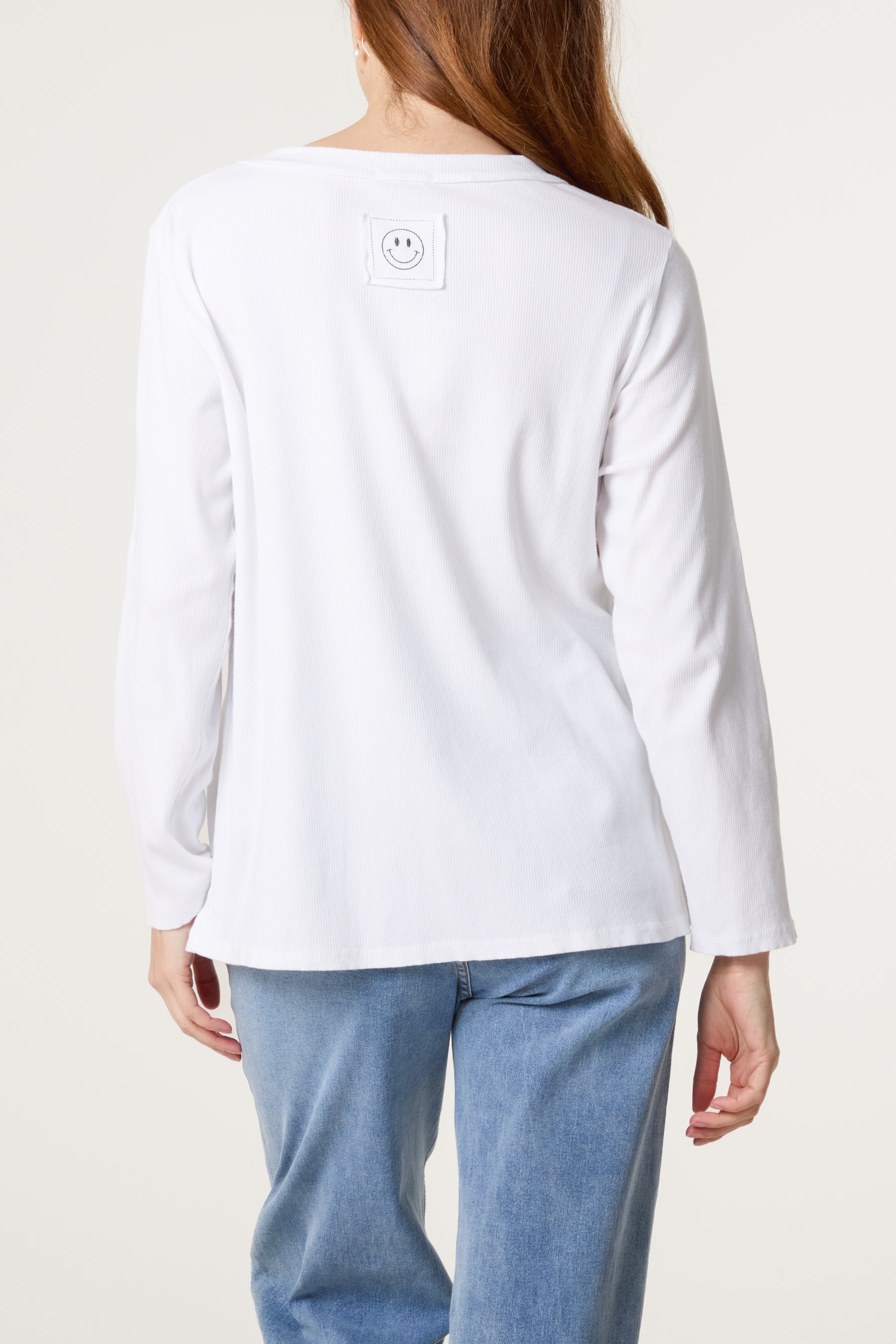 Smiley Face Back Long Sleeve Top