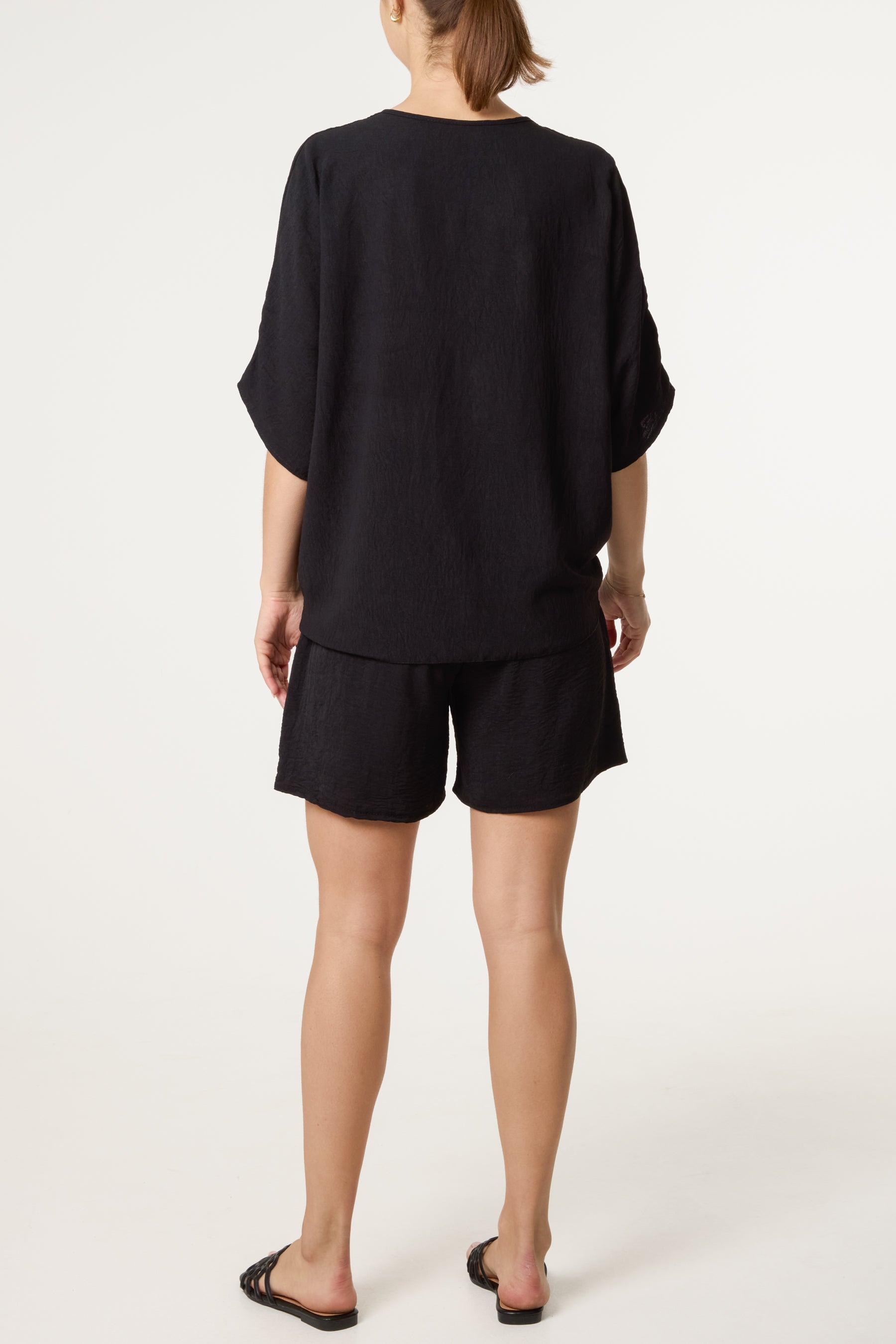 Button Through Tie Top & Shorts Set