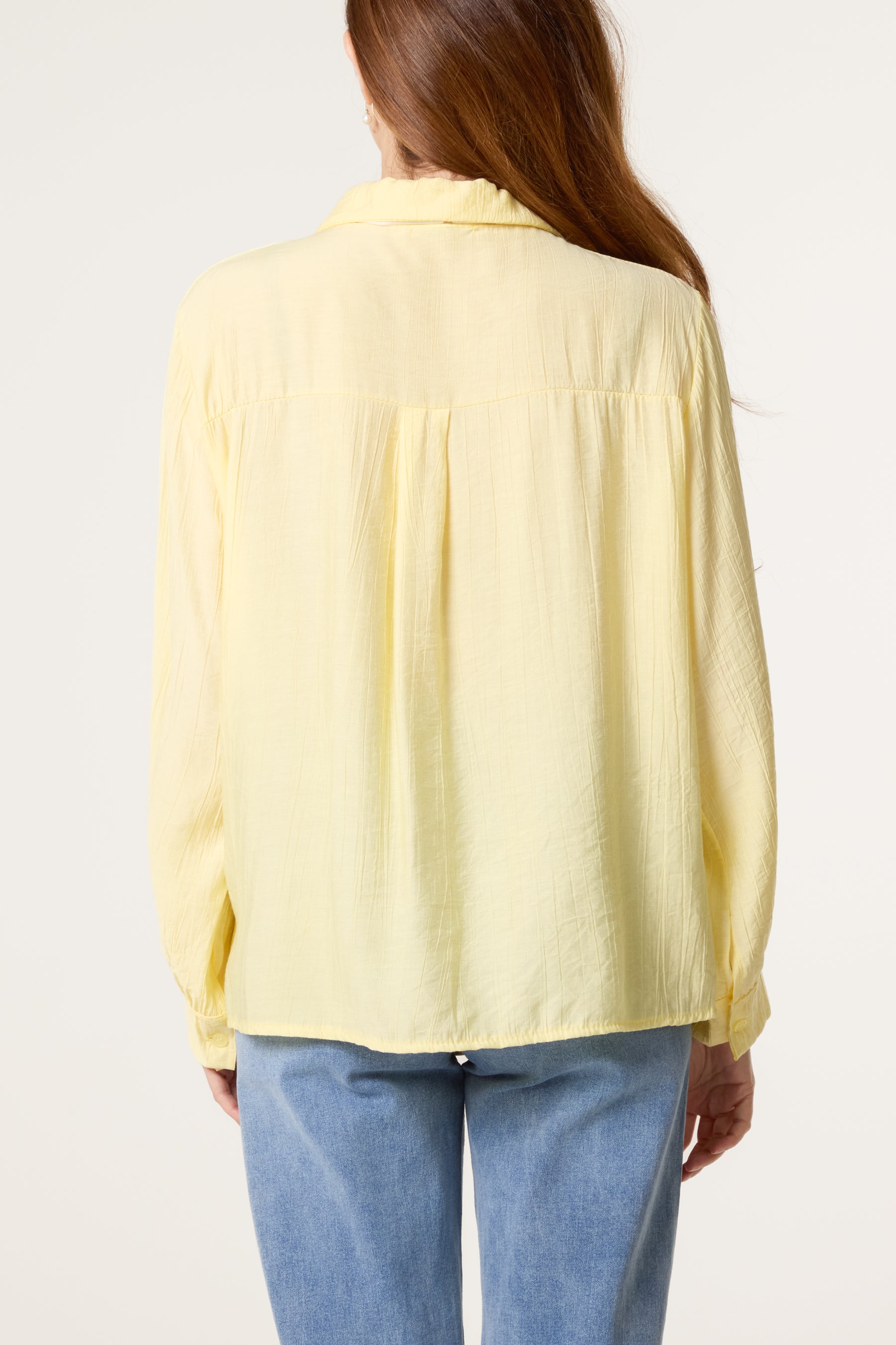 Floral Scarf Neck Crinkle Shirt