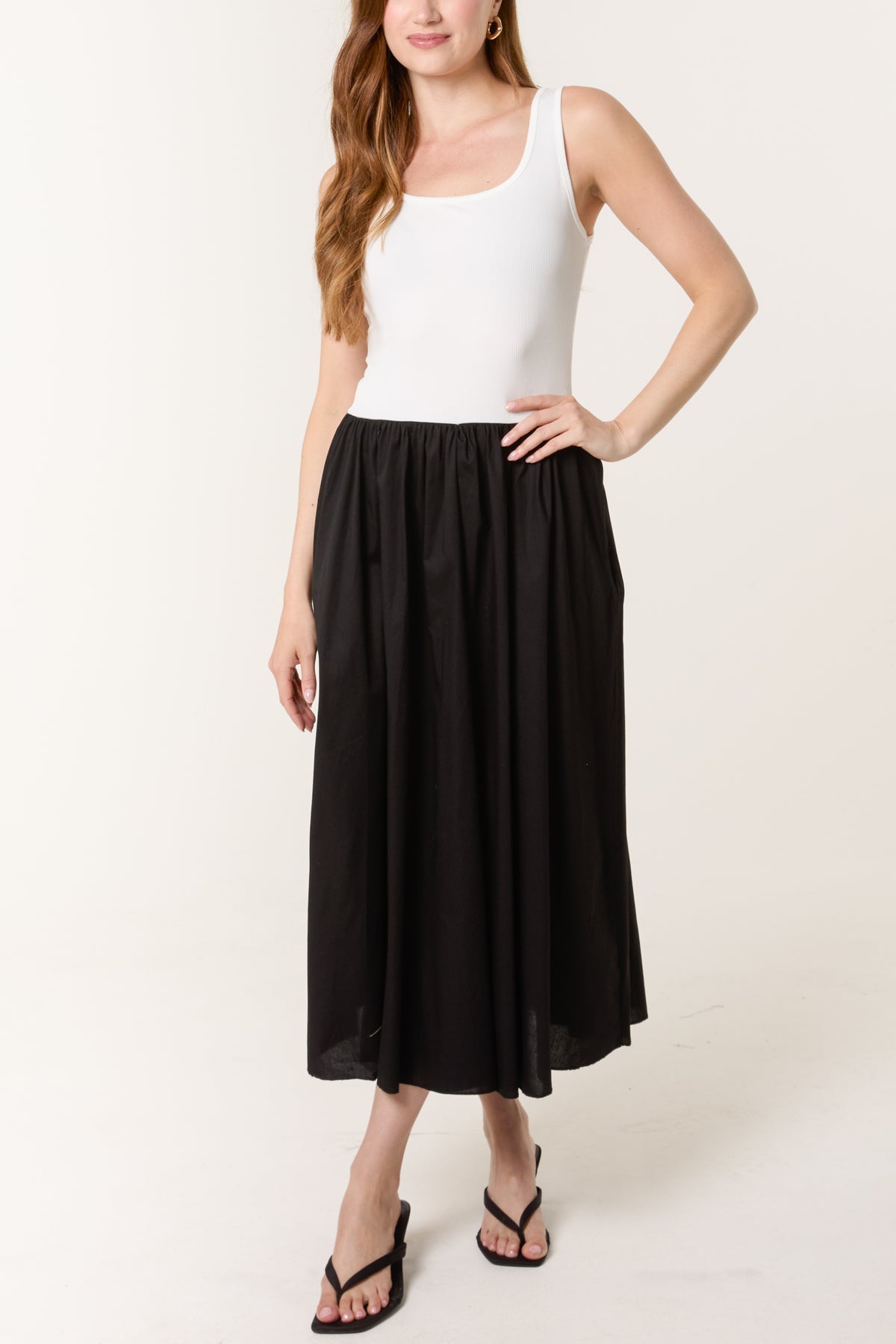 Square Neck Sleeveless Pocket Dress
