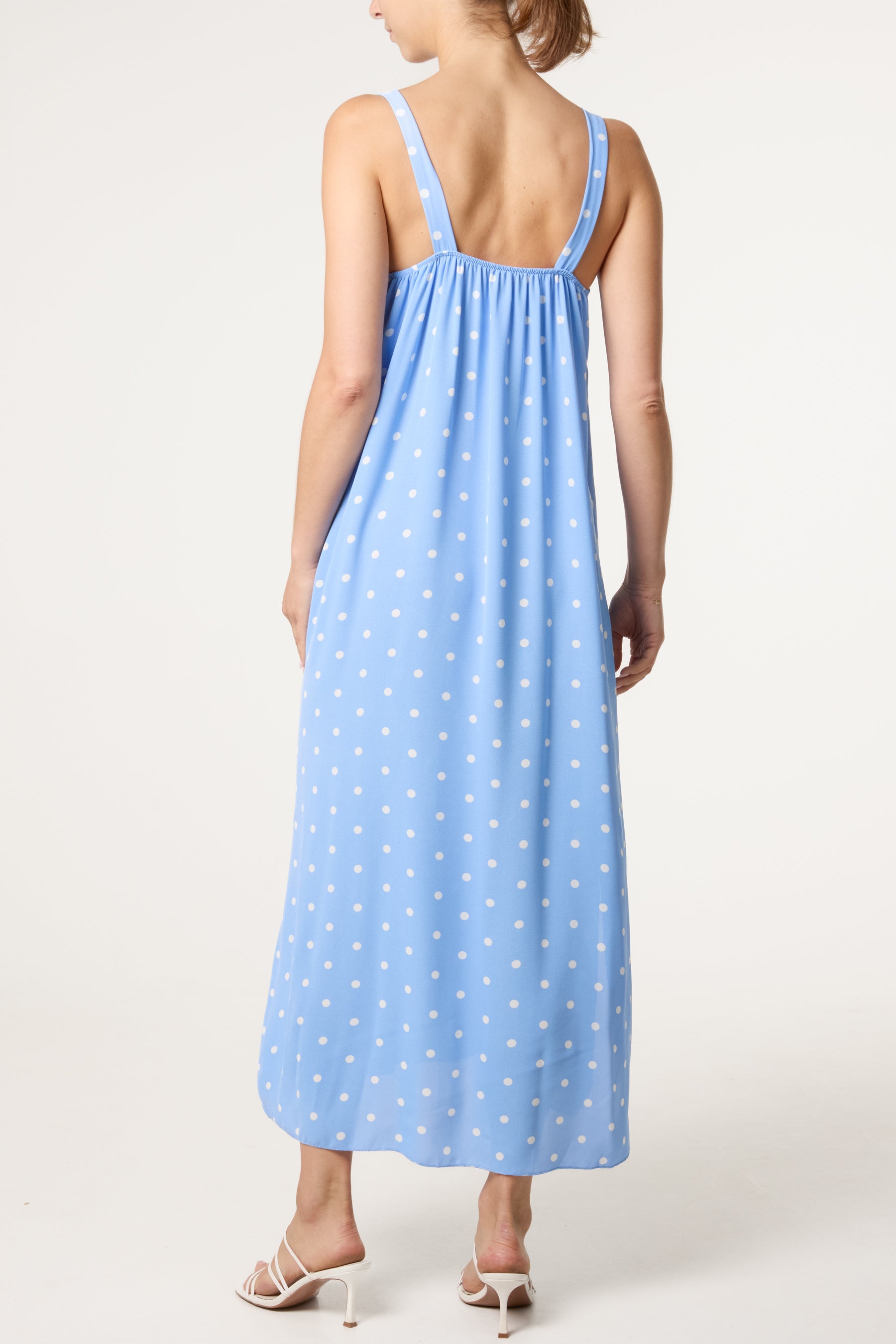 Side Split Gold Chain Strap Polka Dot Dress